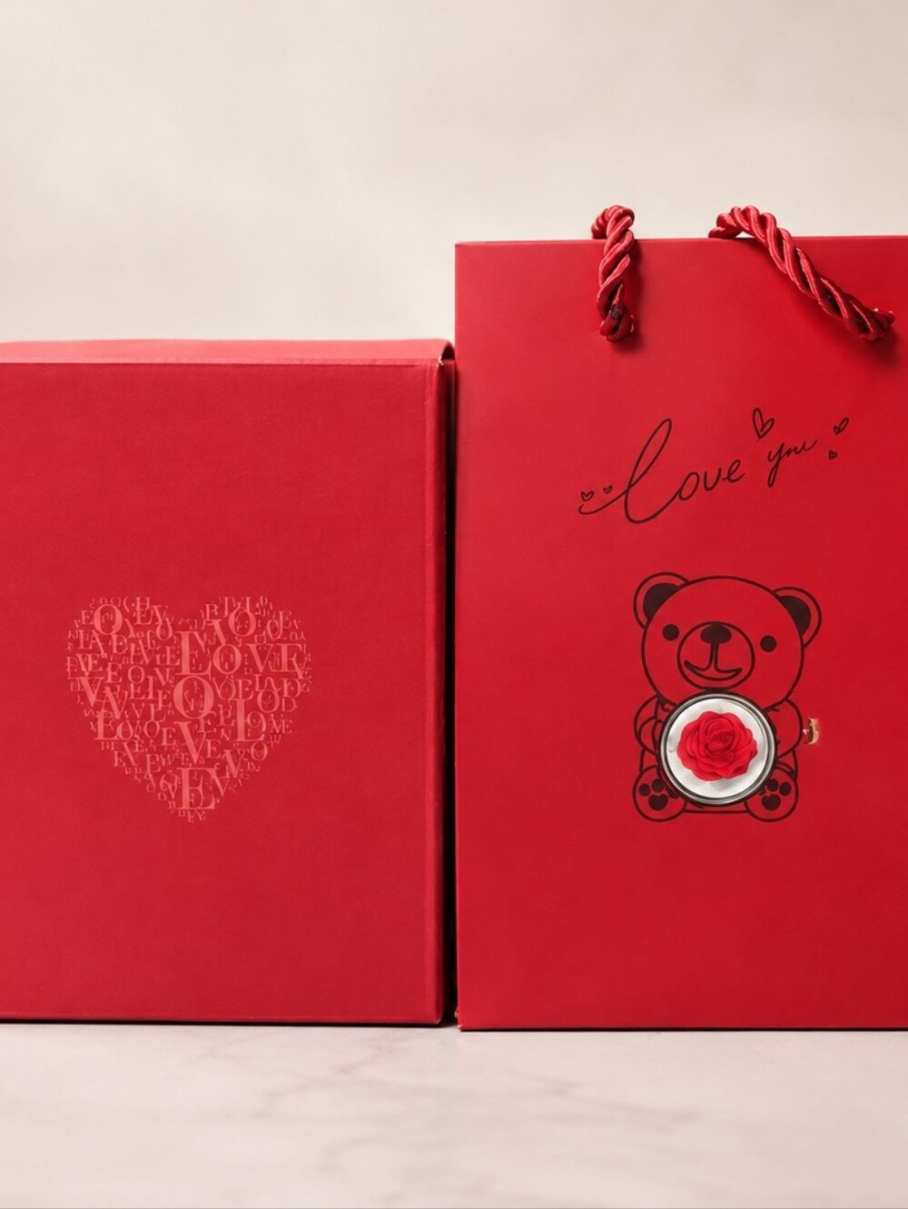 Bear Jewelry Case with Eternal Rose & Heart Pendant – Gift Set - Picture 4 of 9